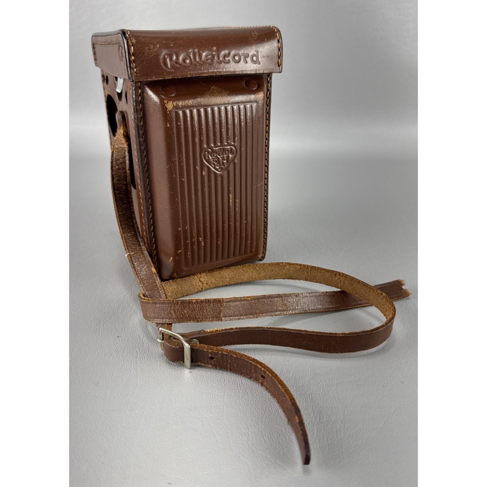 Vintage Rollei Rolleicord Brown Leather TLR Case Only Front Clasp Broken Strap